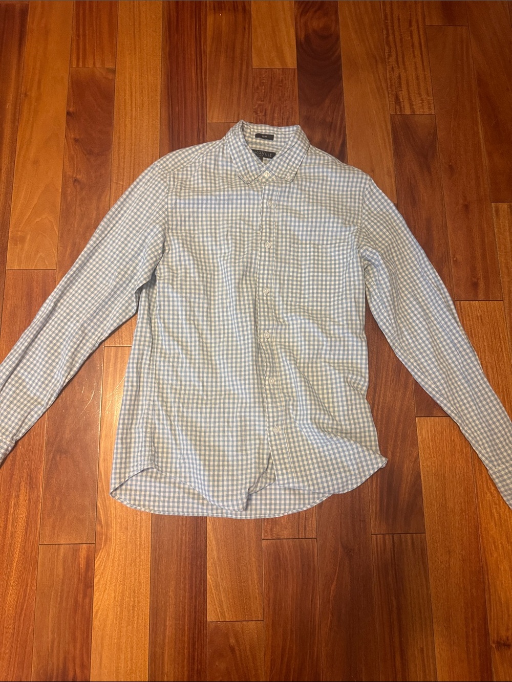 J. Crew Blue and White Gingham Dress Shirt